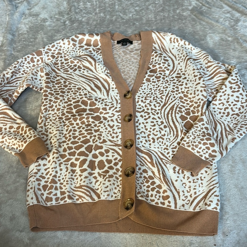 Ann Taylor mixed animal print cardigan